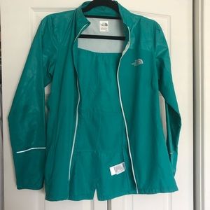 The North Face teal windbreaker